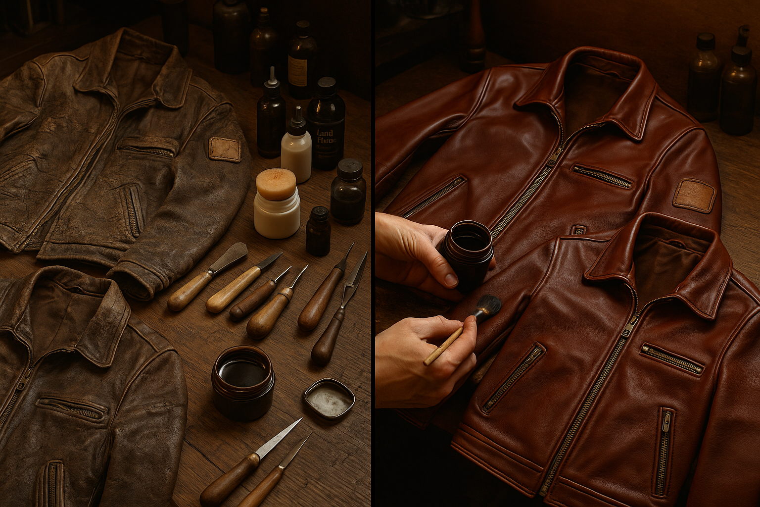 Full restoration of vintage leather jackets
